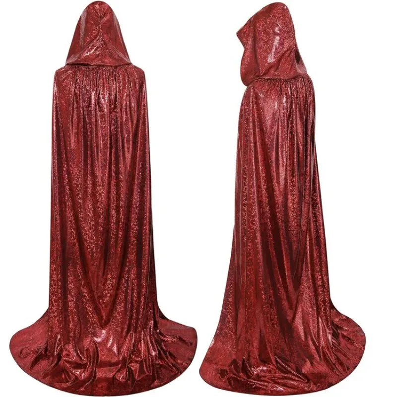 Hood Cloak Cosplay Medieval Long Cape Halloween Party Women Men Adult Long Mage Witchcraft Robe Conceal Gown Reenactment