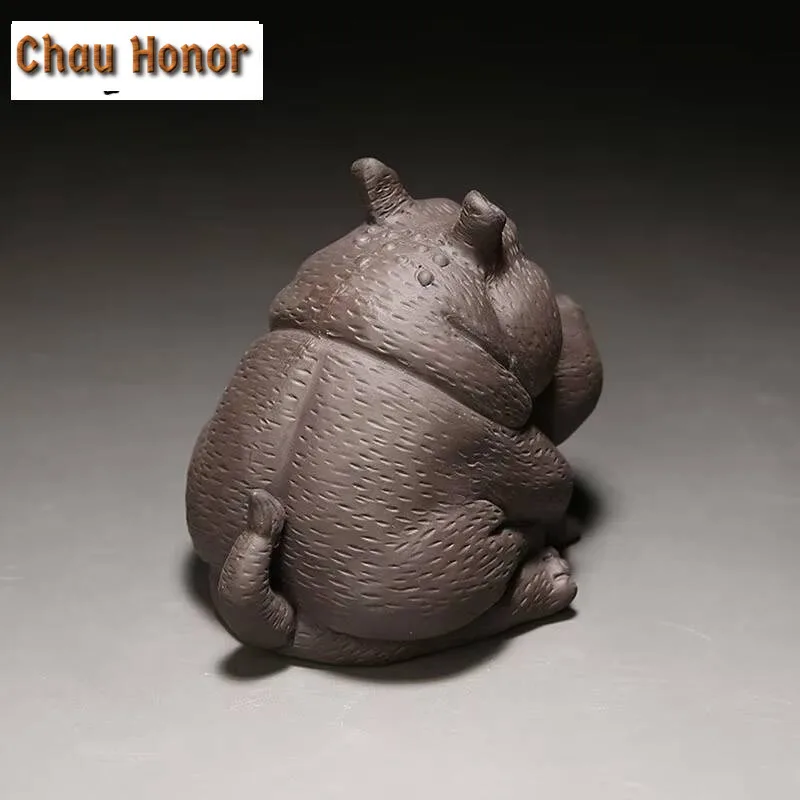 Purple Sand Hippo Tea Ornaments Decoration Handmade Foundationed Tea Table Personality Creative Fortune Tea Table Tea Pet
