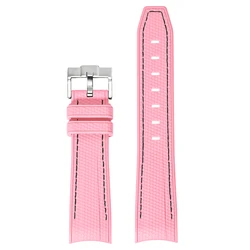 Waterproof Silicone Watch Strap with Stainless Steel Buckle - Soft & Durable Watch Band - 20mm (New pink black)