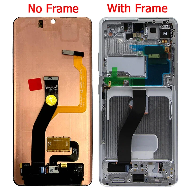 프레임 포함 오리지널 G998B LCD, 삼성 S21 울트라 5G 디스플레이 화면, S21U SM-G998F/DS G998F, 6.8 인치