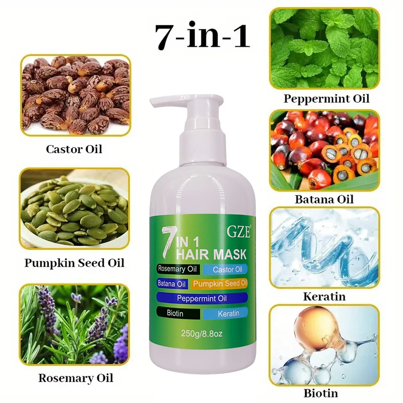 GZE 7 في 1 قناع الشعر إصلاح التكييف العميق ينتهي الانقسام المضادة للكسر تليين الشعر حريري للشعر الجاف ترطيب المخصب