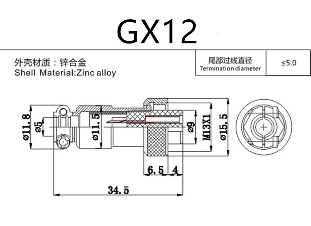 GX12 GX16 GX20 2/3/4/5/6/7/8/9/10 Pin Männlich Weiblich Butting Draht Kabel Rund Luftfahrt Buchse Stecker Panel Stecker Dropshipping – Detail 2