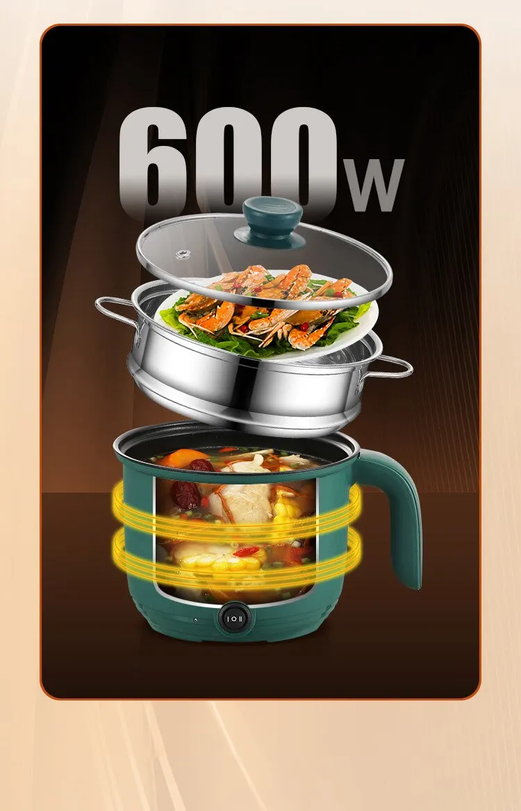 1.5L Capacity Mini Home Cooking Pot Multifunctional Rice Cooker Non Stick  Pan Safety Material Potable Stockpot Utility Electrice