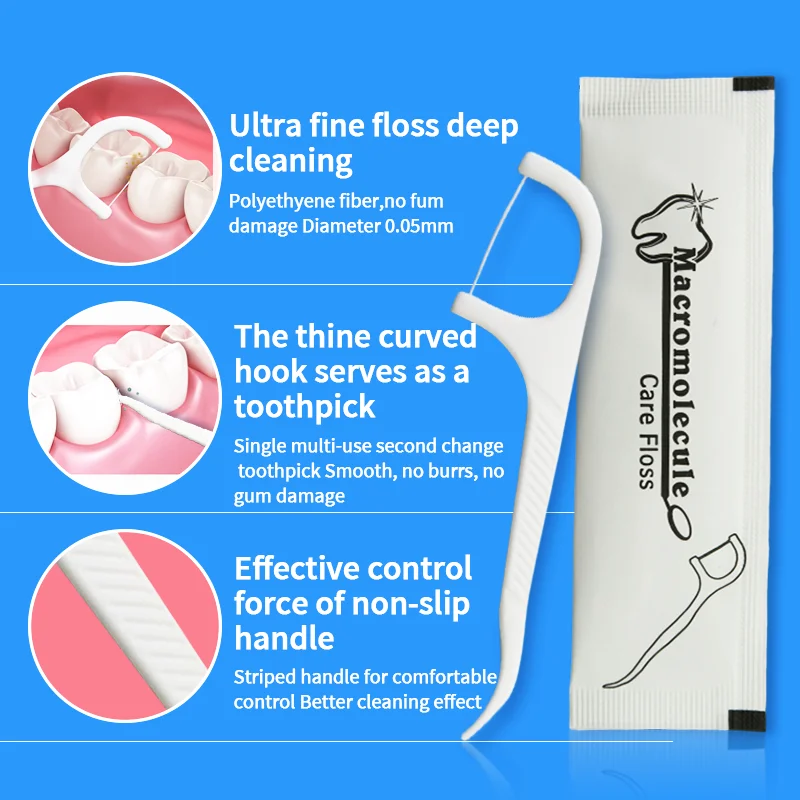 100pcs Disposable Plastic Dental Floss Toothpick Sticks For Hotel Travel Family