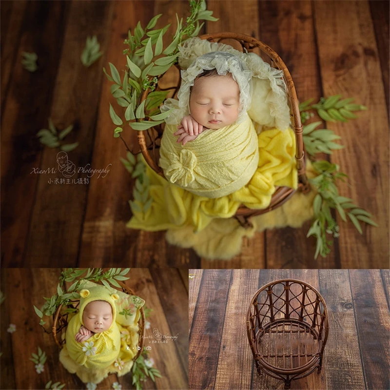 

Newborn Baby Photography Props Vintage Rattan Chair Backdrop Pillow Wrap Theme Set Fotografia Photoshoot Studio Shoot Photo Prop