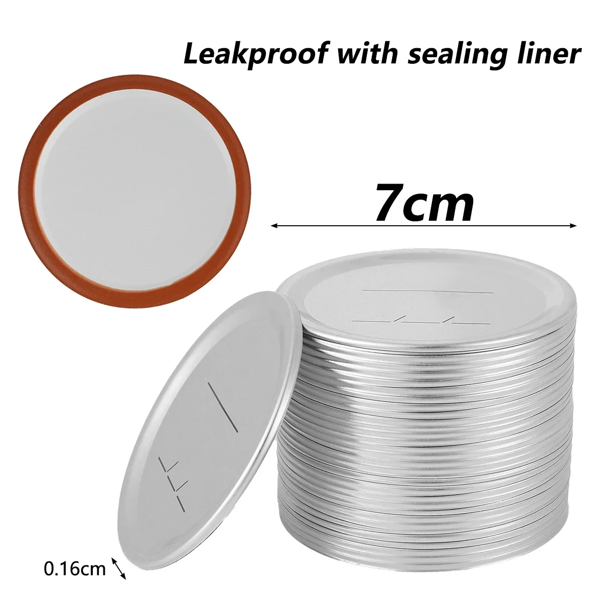 50/100Pcs 7cm Universal Mason Canning Lids Leak Proof Sealing Food Keeping Stainless Steel Fresh Mason Jar Covers Kitchen