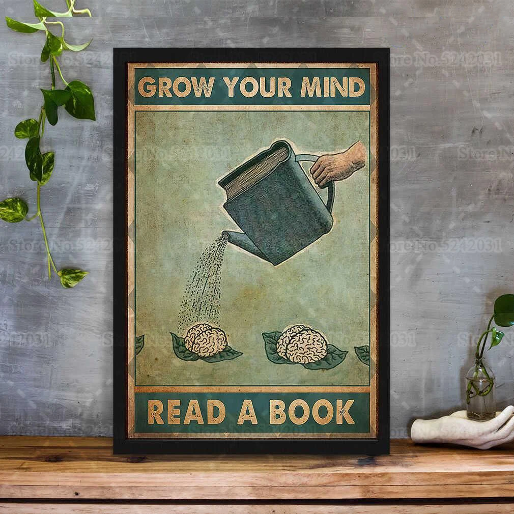 Love Reading Books Vintage Poster Girl Drinking Coffee Reading Books  Dictionary Canvas Painting Prints Library Wall Art Decor - AliExpress