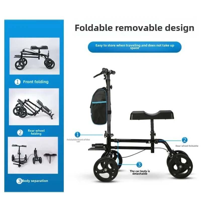 One-legged Ultra-light Sliding Bicycle Walker for The Disabled Adjustable Knee Walker Healthy Care Mobility Aids Knee Scooter 3