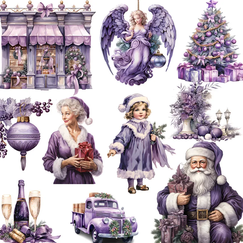 20Pcs/Pack Purple Christmas Sticker DIY Craft Scrapbooking Album Junk Journal Decorative Stickers