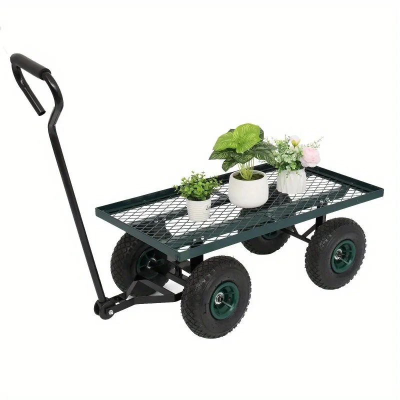 38" Garden Carts Yard Dump Wagon Cart Lawn Utility Cart Outdoor Heavy Duty Green