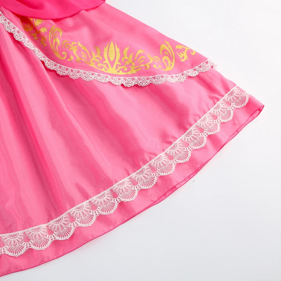 Sommer Rosa Prinzessin Kleid für Mädchen Pfirsich Cosplay Kostüm Kinder Geburtstag Party Tutu Kleid mit Spitze Und Edelstein Karneval Kleidung – Detail 8