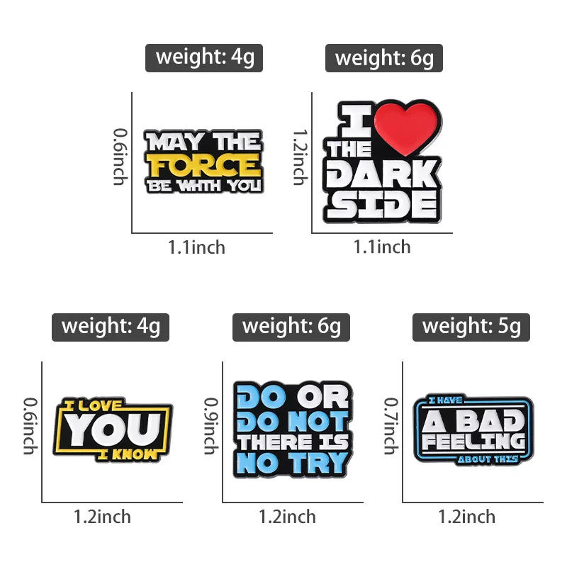 Sci-Fi Enamel Pin Set - May The Force Be With You Brooches for Backpacks and Lapels | Unique Metal Badges Jewelry & Decoration Gift