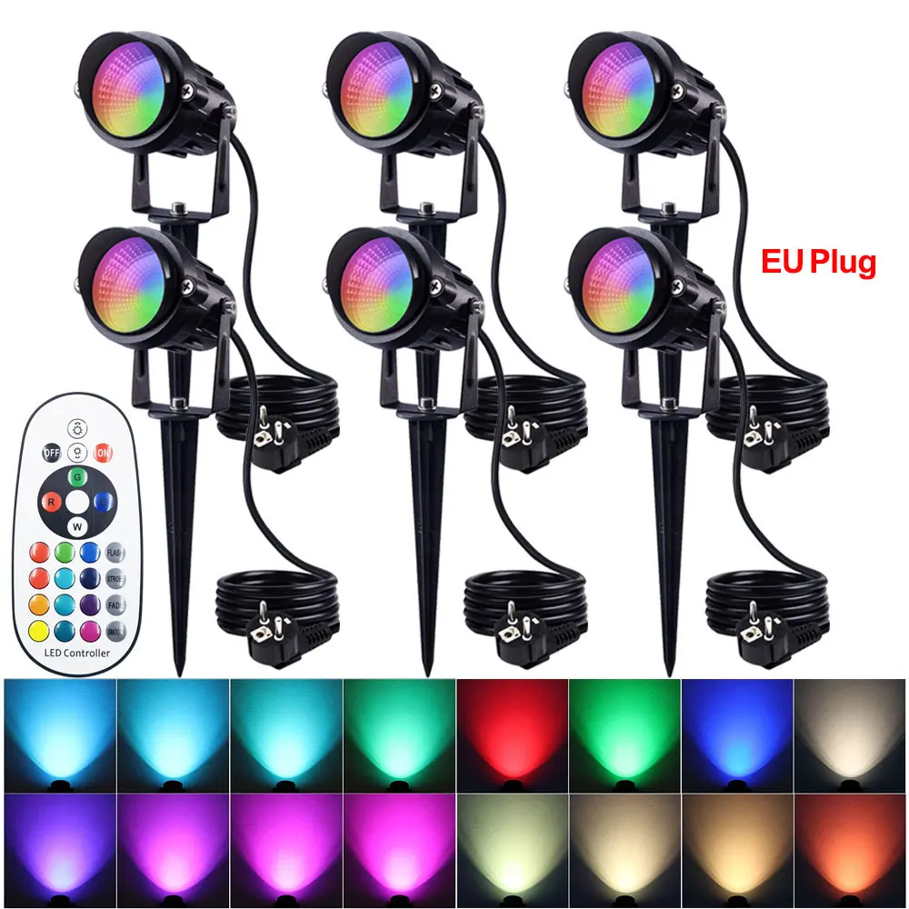 LED Lawn Light Remote Control 16 Colors Dimmable RGBW Spike landscape Spotlight Outdoor For Wall Tree Garden
