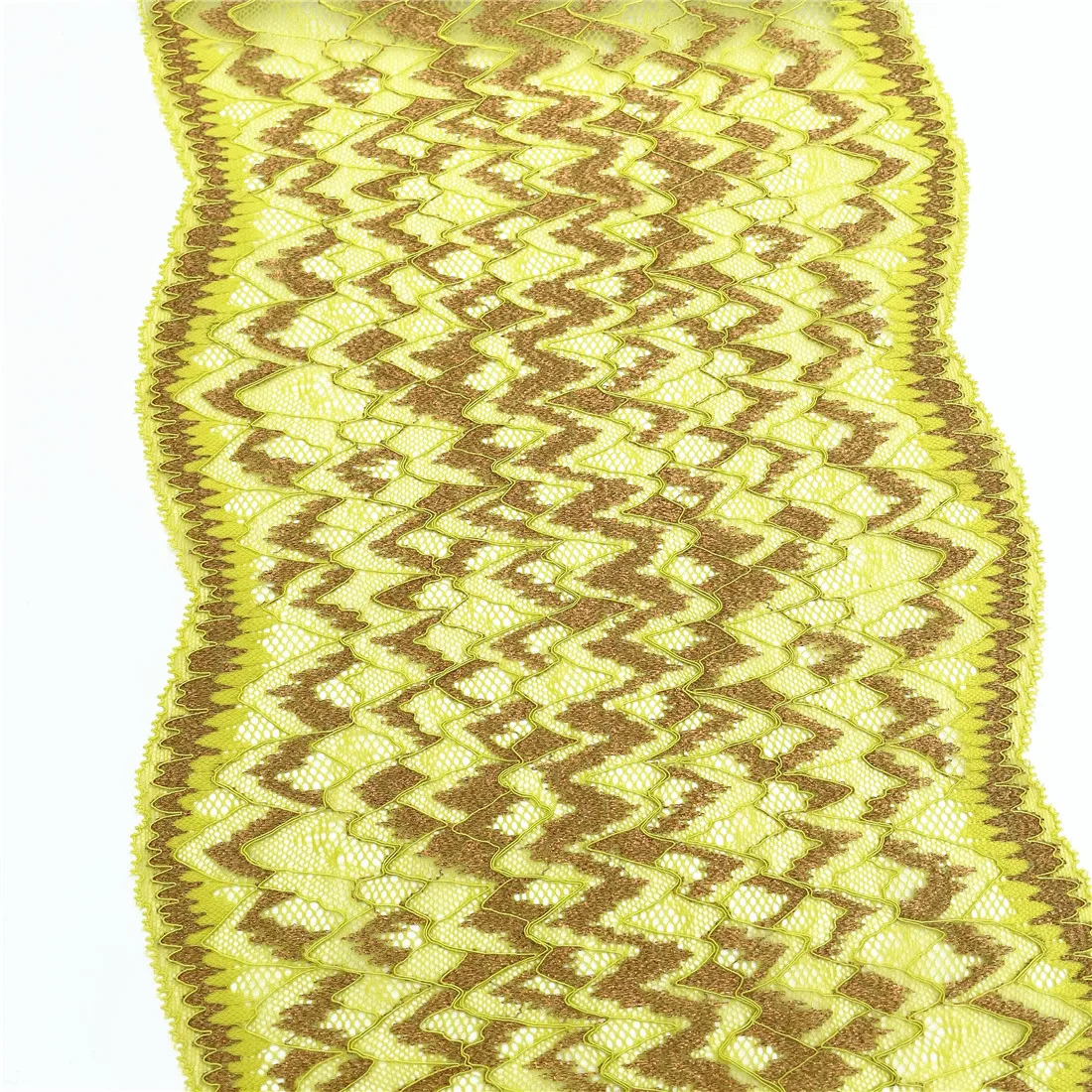 3y/lot Width 22.50cm Honeycomb Yellow Rose Gold Elastic Stretch Lace Trims 3