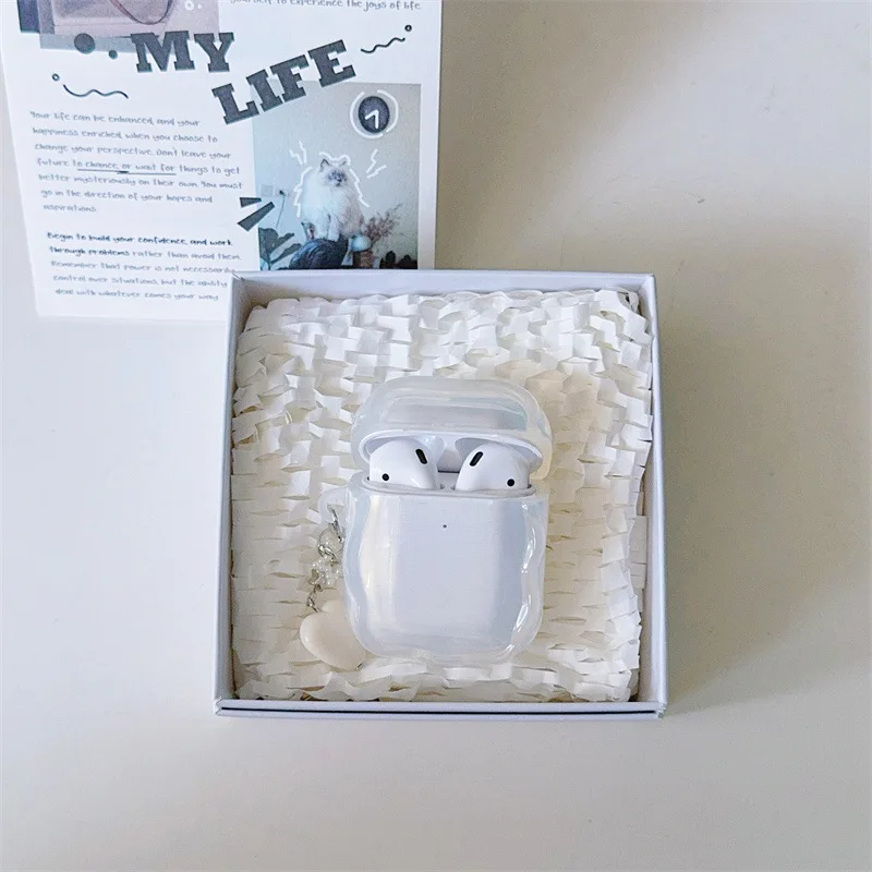 Energetic Fresh Transparent Irregular Edge Earphone Cover Case with Pendant