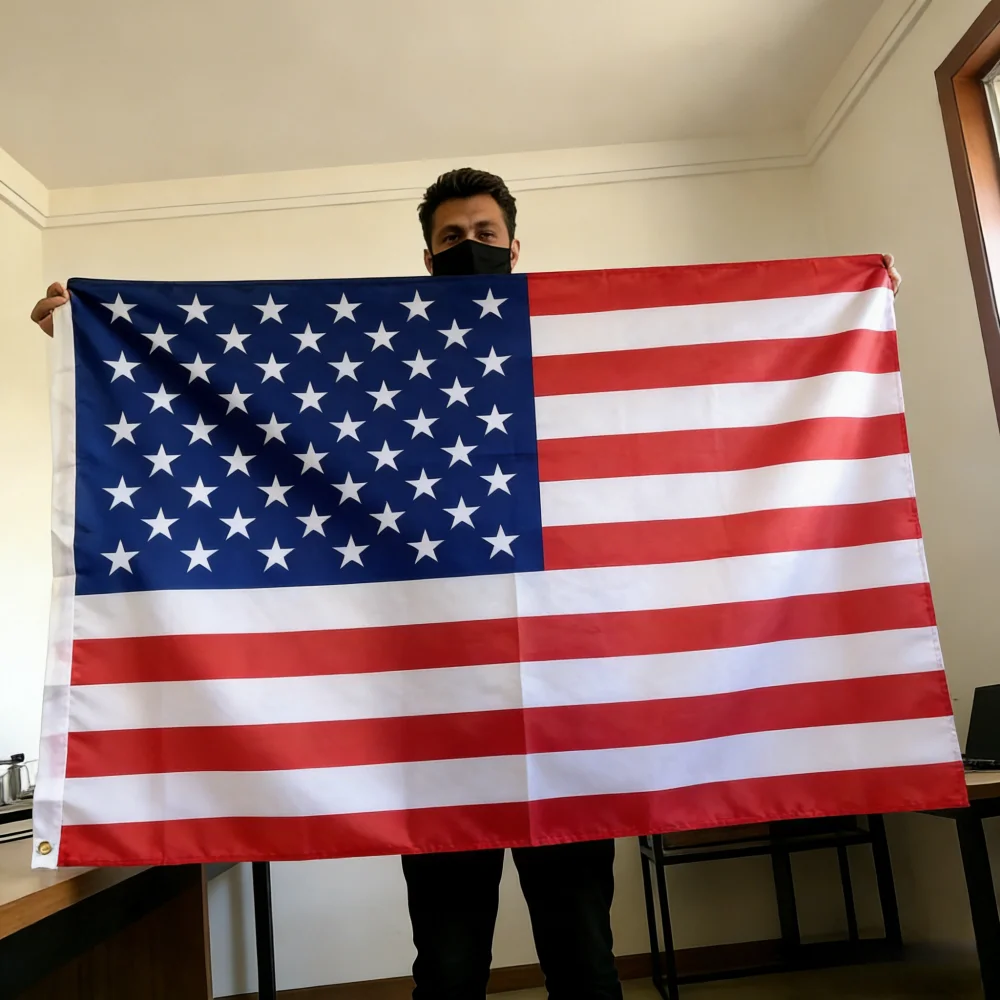 150x90cm US-Banner Hochwertige doppelseitig bedruckte Polyester-amerikanische Flagge mit Ösen USA-Flagge