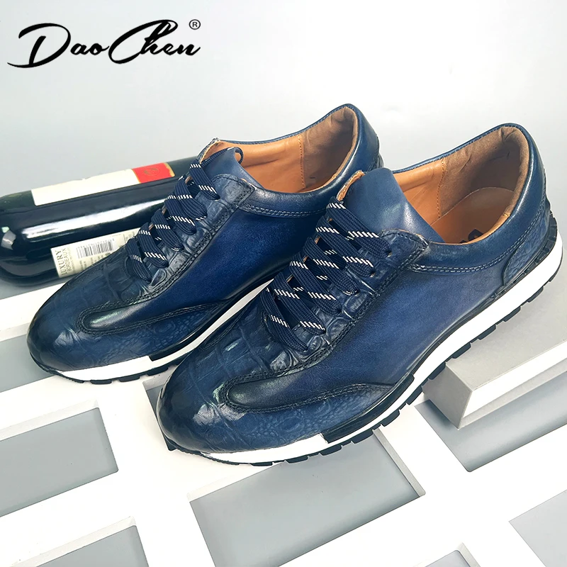 LUXURY BRAND CASUAL SHOES BLACK BROWN BLUE REAL LEATHER FASHION SPORTS SHOES LACE UP WEDDING PARTY DAILY WALKING SHOES MAN
