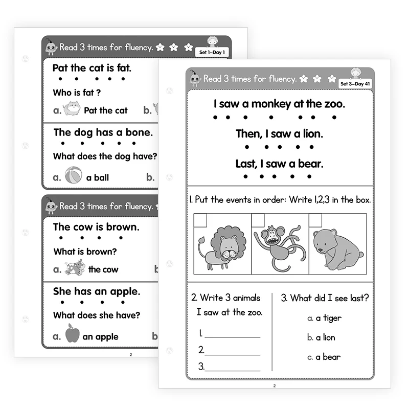 Learning english workbook 100 days graded reading comprehension exercise practice preschool learning English homework workbook