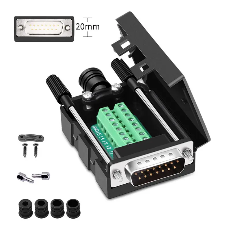 

DB15 Connector D-SUB Adapter 15 Pin Breakout Board Male Terminal Adapter Board Module 15 pin Connector Plug with Case Sub Board