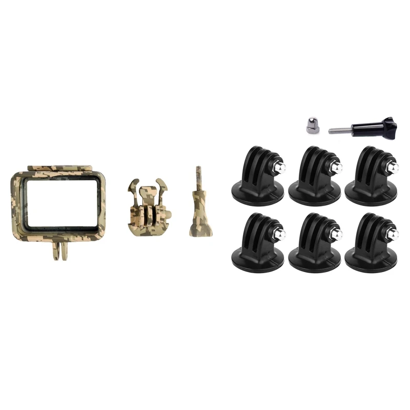 At41 1X Custodia Per Gopro Hero 5 Outdoor Camouflage Standard Border Frame Per Go Pro Hero 5 Case Grey Camo & 7X Treppiede Adapte