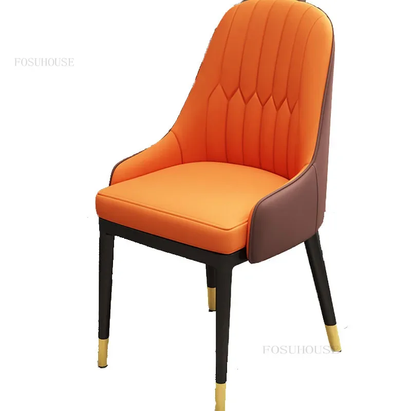 Scandinavia Leather Dining Chairs FOR DINING ROOM Backrest Chair Nordic Modern Light Luxury Design Household Hotel Chair dining chair