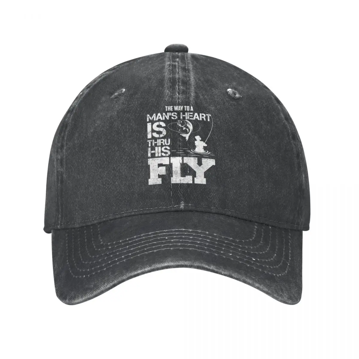 

Funny Fishing Design The Way To A Man's Heart Is Thru His Fly Cap Cowboy Hat funny hat Mountaineering boy child hat Women's