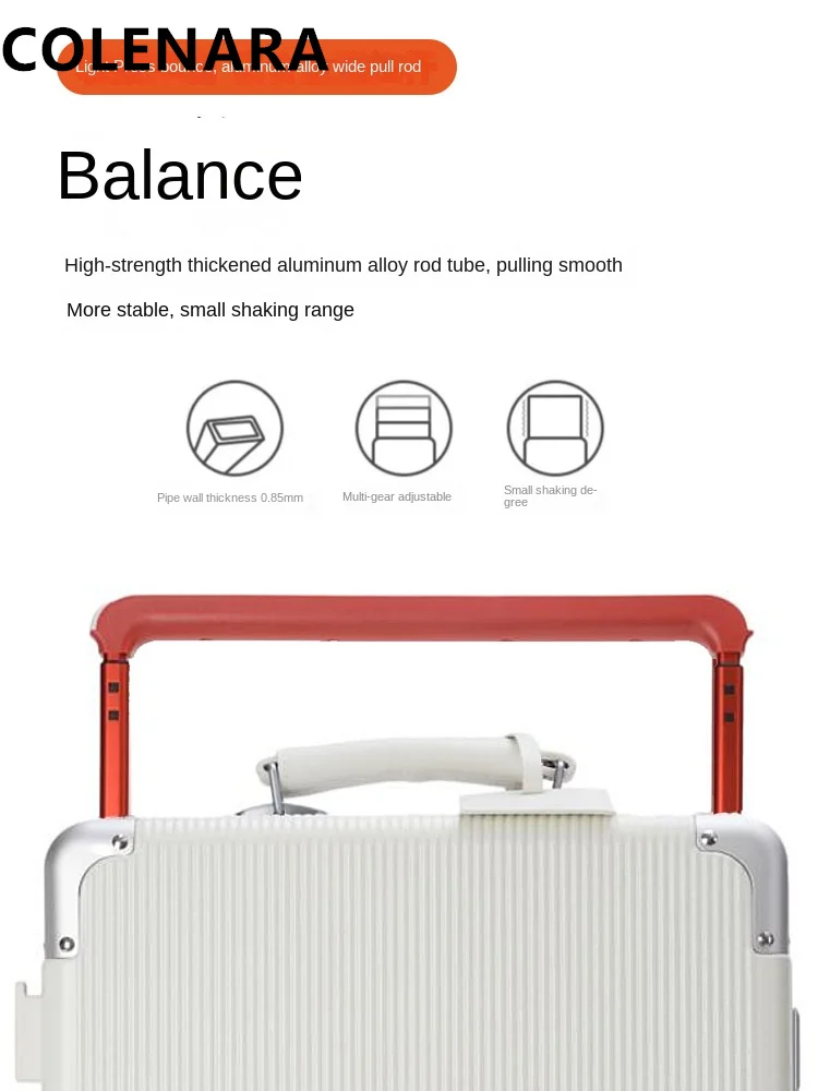 COLENARA 24-inch PC Suitcase 20-inch Aluminum Frame Boarding Box Strong and Durable Password Box with Cup Holder Suitcase