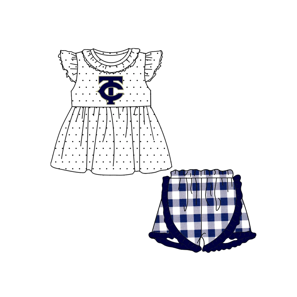 

Boutique Kid Clothing School Design Logo Tunic girls Clothes Printing Bee Jacket Shorts Boys Sets With Girls Dresses
