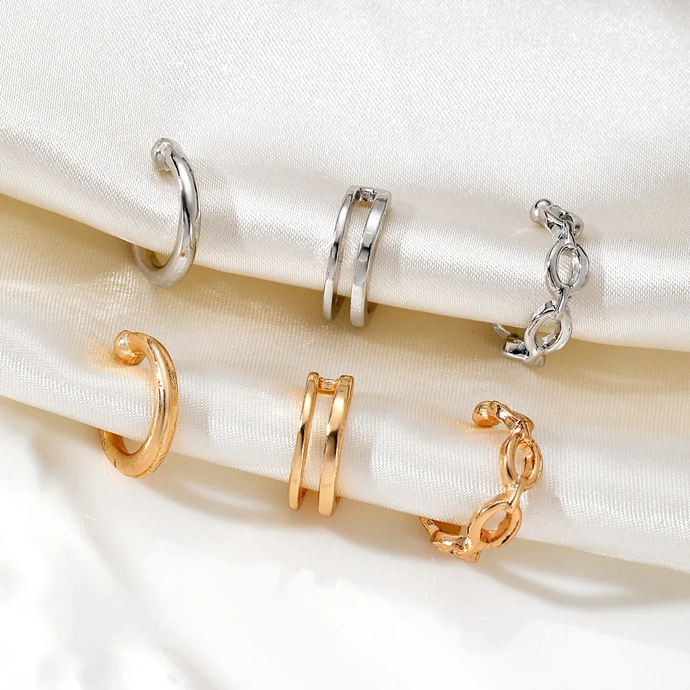 Ear Clip Earrings Women Ear Cuff Punk Style Personality Clip Earrings Set Gold Color Non-Piercing Ear Clips Fake Cartilage Earrings New Year Gifts ear clip earrings clip earrings ear clip