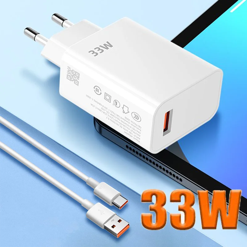 33W USB Charger Quick Charge 3.0 Fast Charging Mobile Power Adapter For iPhone 15 Xiaomi 14 Huawei Samsung Mobile Phone Charger