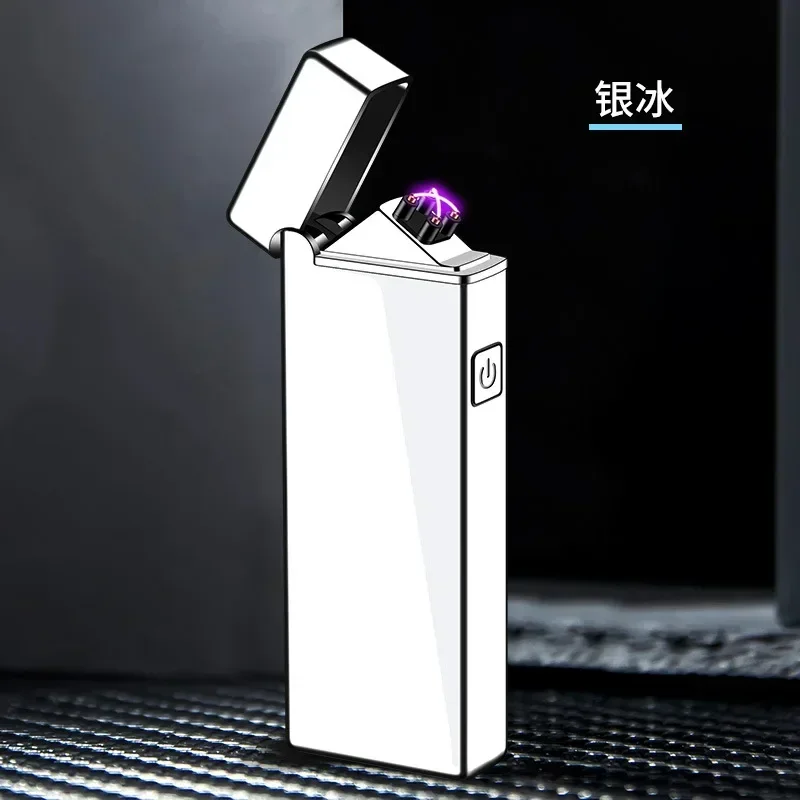 Electric Windproof Lighter Double Arc Flameless Plasma Rechargeable Lighter Portable Cigarette Smok Accessories Mens Gift