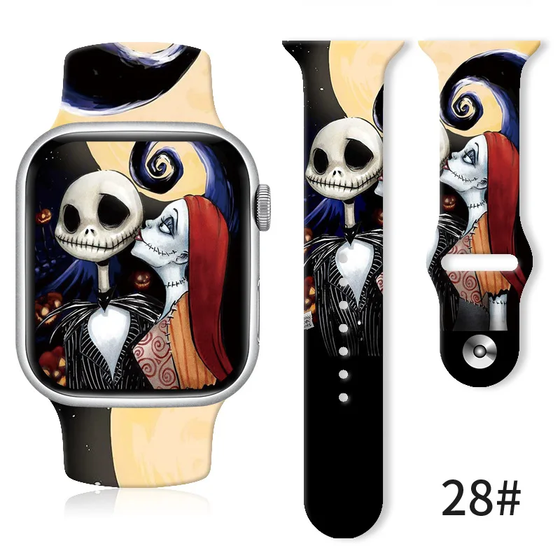 thumbnail image 1 of Correa de silicona de Anime pesadilla antes de Navidad para Apple Watch, pulsera de silicona para IWatch, 1, 2, 3, 4, 5, 6, 7, 8 Se, regalo, 1 of 5