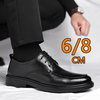Big Size Elevator Shoes Men Leather Shoes Height Increasing Shoes For Man Increase Insole 6-8CM Invisible Heightening Lift Shoes