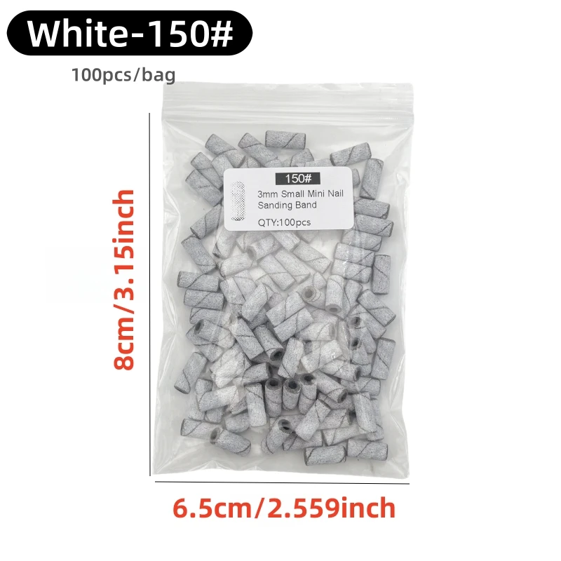 100Pcs 3mm Mini Nail Sanding Bands Thickened Nail Sanding Rings for Removing Polish