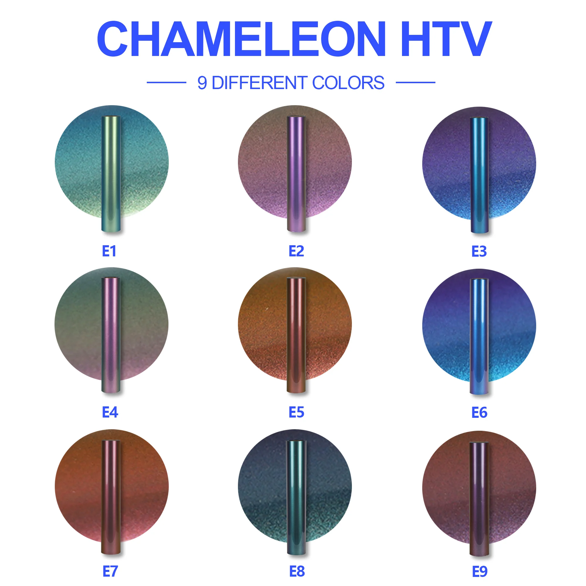 Chameleon PU HTV Heat Transfer Vinyl for T Shirt Iron On Vinyl For All Cutter Machine Easy to Cut & Weed 12" x 3ft