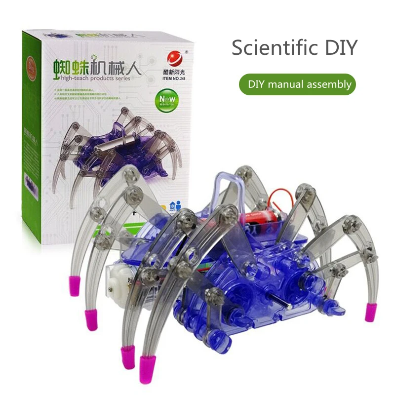 New Electric Robot Spider Model DIY Educational 3D Assembles Toys Kits For Kids Christmas Birthday Gifts electric spider robot kit diy educational intelligence development assembles kids children puzzle action kits