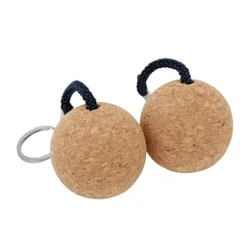 Set of 2 Floating Cork Key Rings - Buoyant Wooden Nautical Keychain for Sailing and Kayak Essentials (Black)