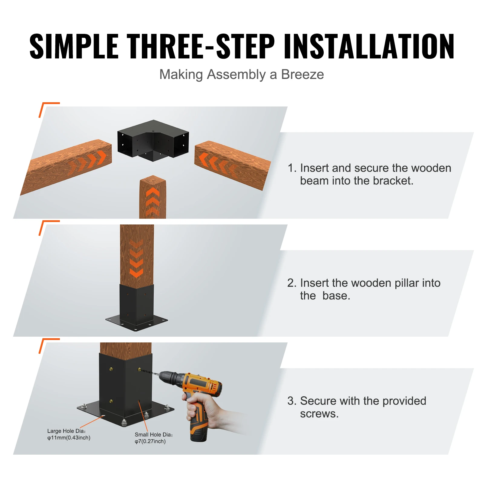 Pergola Bracket Kit Heavy Duty Woodworks DIY Post Base