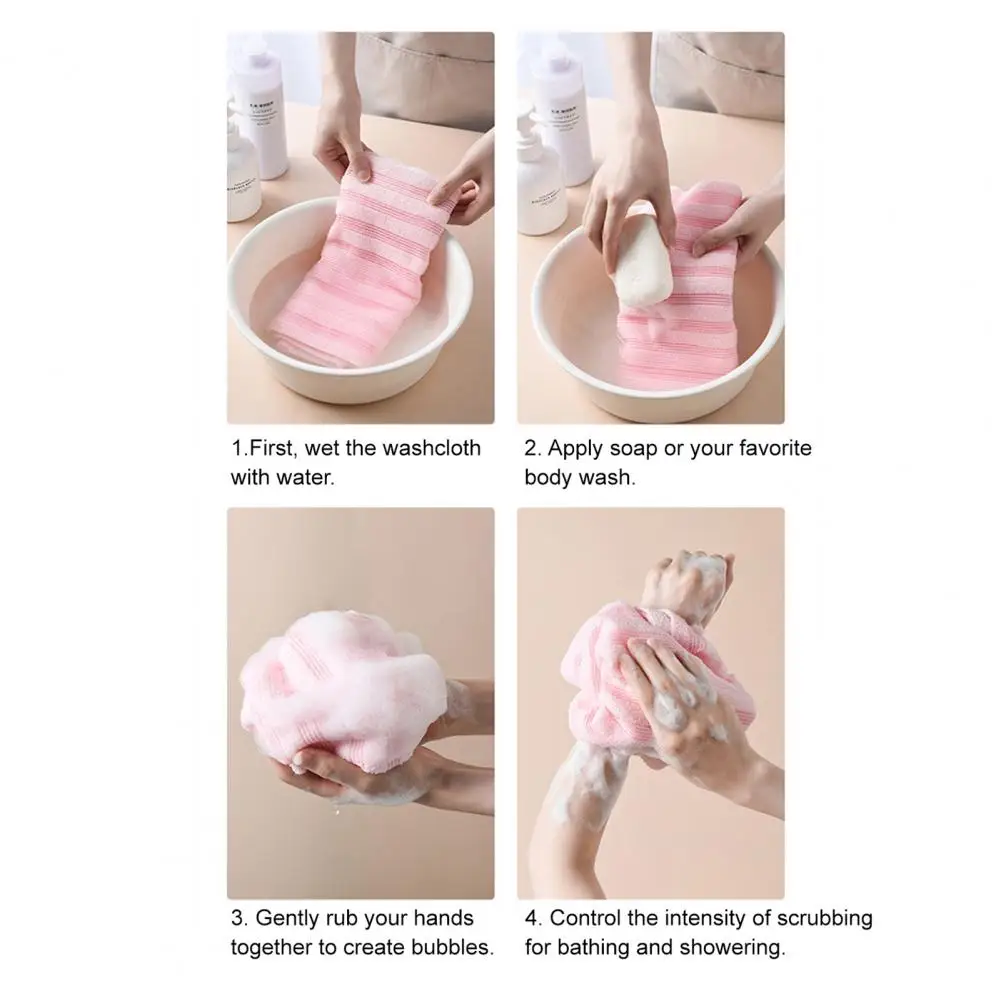 1/4Pcs 25*100cm Japanese Exfoliating Bath Towel Double-Sided Deep Clean Long Rectangular Shape Bath Towel Foaming Lather Towel