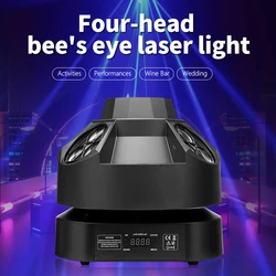 Four head bee eye laser light  LED voice controlled laser spot disco light  stage seven color rotating dj KTV  party bar light