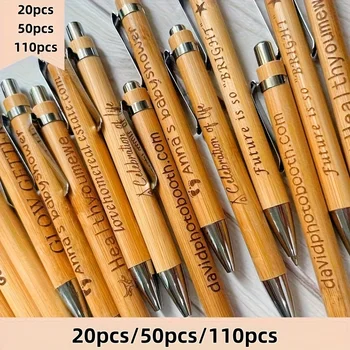 20/50/110PCS Penne a sfera in bambù personalizzabili Scrittura liscia Ideale per gli insegnanti scolastici Uffici Penne promozionali pubblicitarie