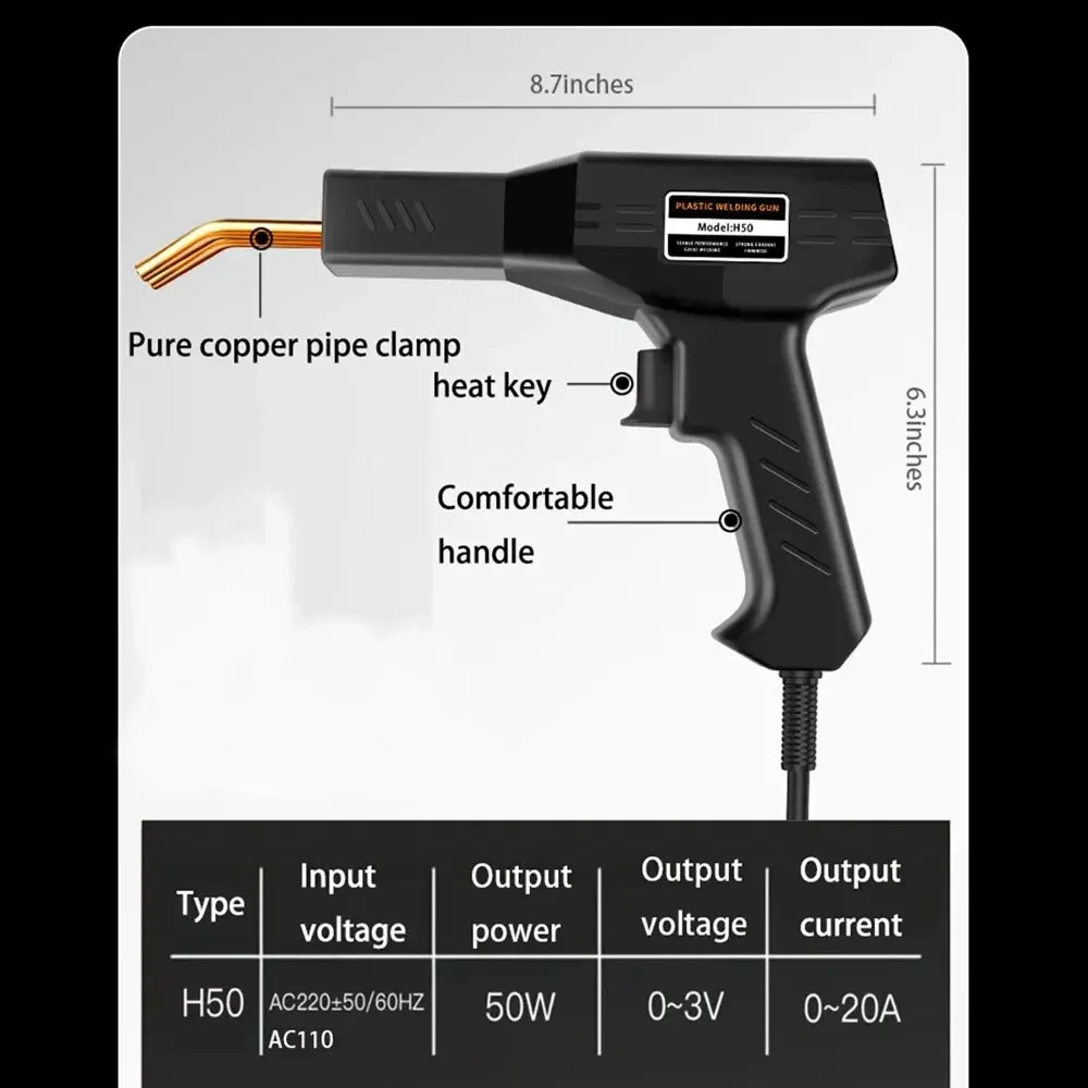 50W Car Plastic Welder Gun Tools 200/1000Pcs Hot Staples for Automotive Body Bumper Plastic Welding Plastic Gas Tank Repair