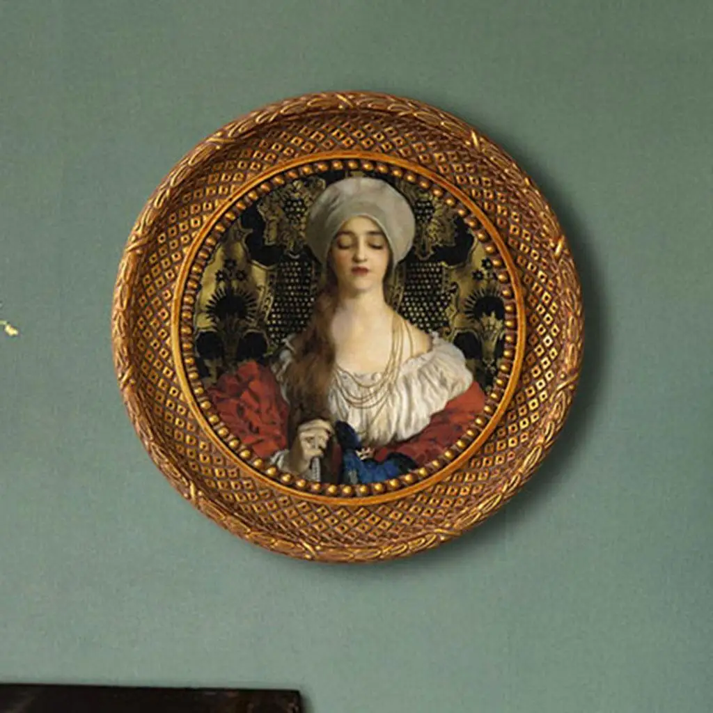 Antique Round Photo Frame Baroque Desktop Photo Holder Wall Hanging Ornament