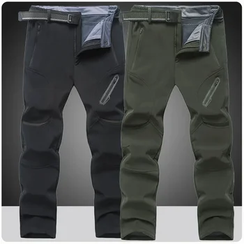 Big size 8XL 9XL Fleece Tactical Pants Men Military Softshell Hiking Camping Fishing Trekking Cargo Pants Winter Casual Trousers