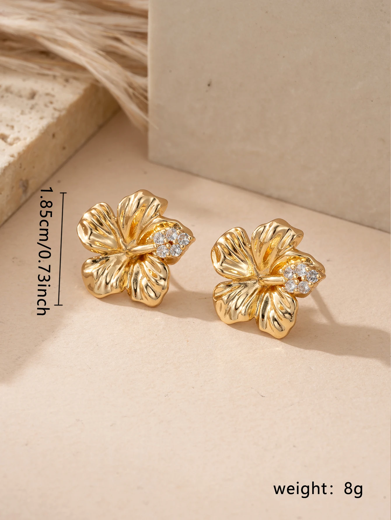 Womens Cube Zirconia Flower Earrings