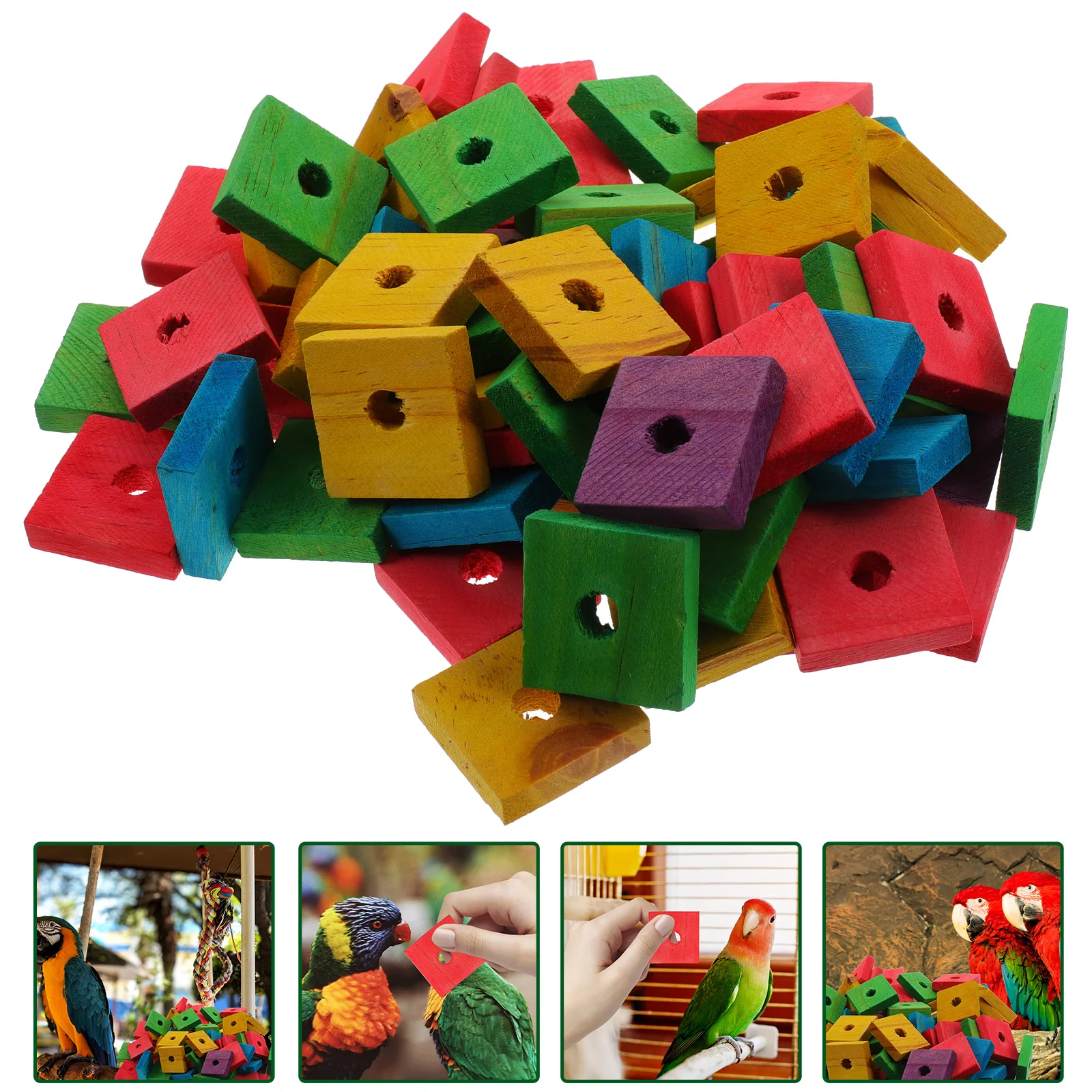 

Parrot Wooden Chip Toys Bird Playing Toys Parrot Bite Toys Natural Wooden DIY Parrot Toy Game Supplies Mix-Color Random