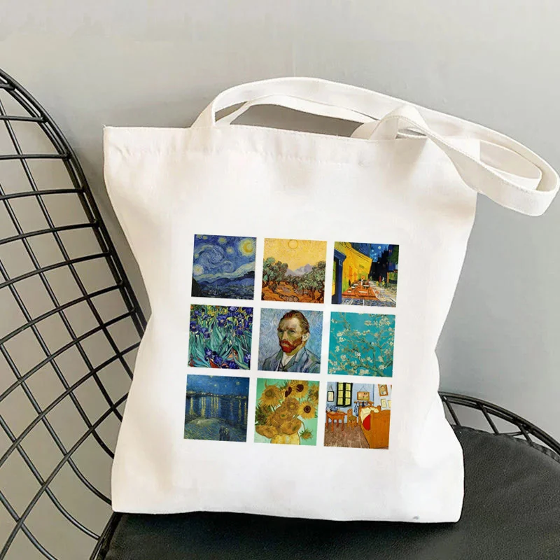 Shopper Van Gogh Img Printed Kawaii Bag Harajuku Women Shopping Bag Canvas Shopper Bag Girl Handbag Tote Bag Shoulder Lady Bag