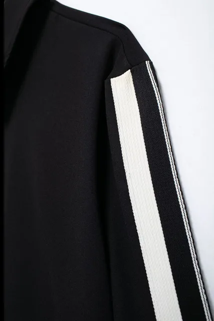 KONDALA Women Casual Pant Set Side Stripe Jacket  Zipper Jacket Wide Leg Pant 2 Pieces Set 2025 Spring Autumn Fashion Women Suit 4