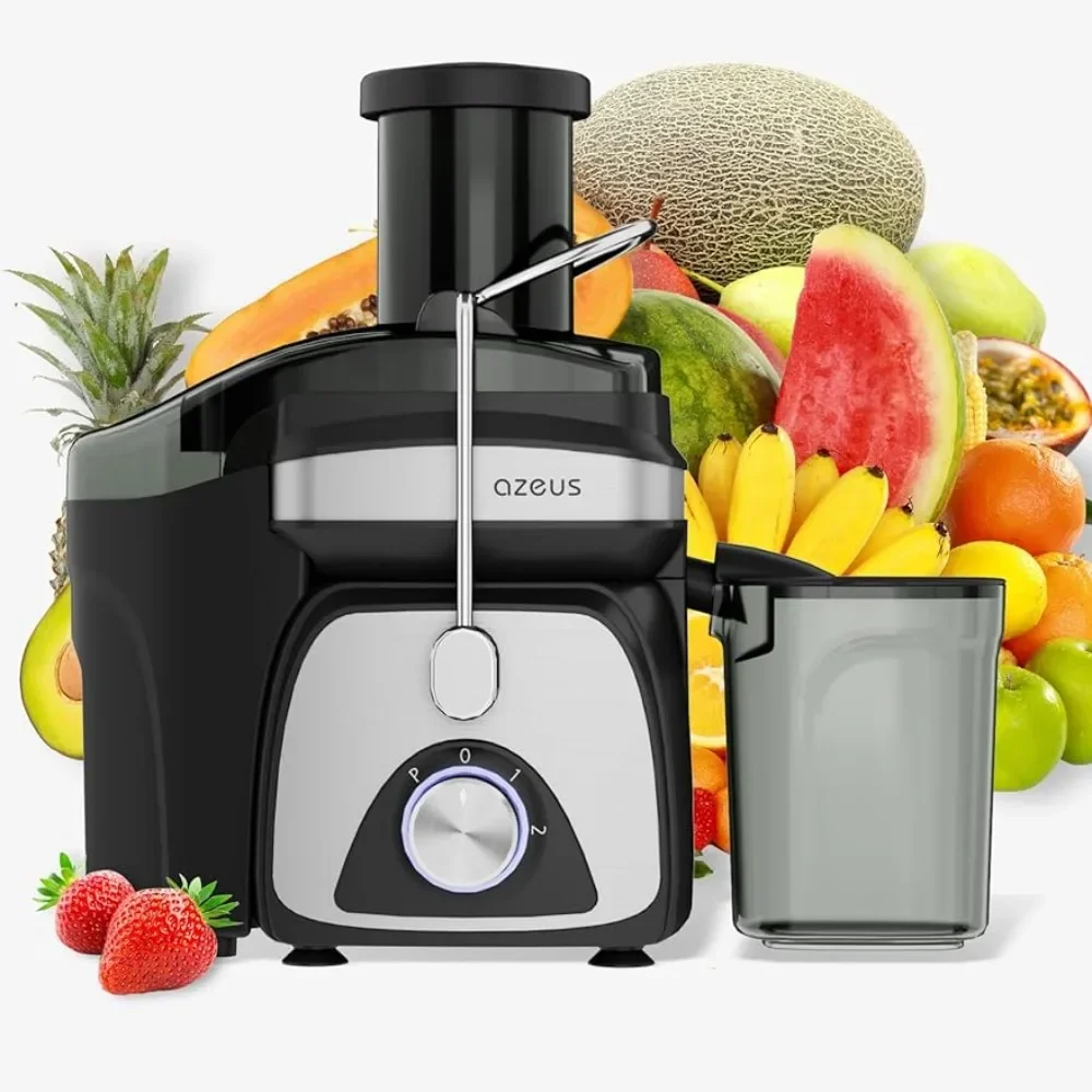 

1000W 3-speed LED centrifugal juicer for vegetables and fruits, with a 3.5 "wide chute, BPA free, high juice yield, silver