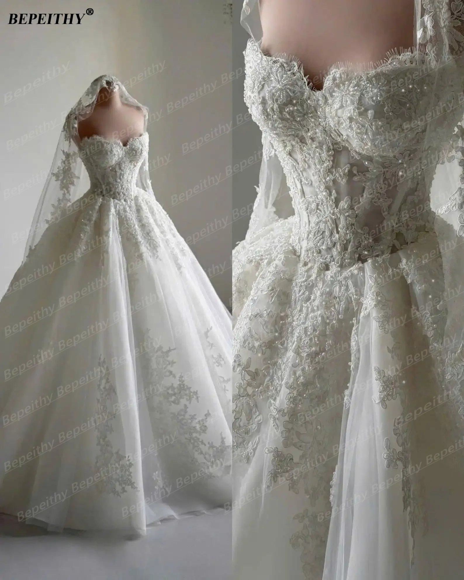BEPEITHY Customized Princess Sweetheart Ivory Wedding Dresses For Women 2026 Floor Length Bride Plus Size Bridal Gown Sleeveless